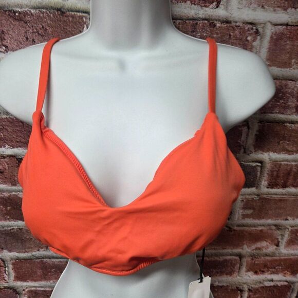 Shade and Shore Bikini Top L | Orange Wireless Adjustable Swimwear Summer Beach - Picture 3 of 4